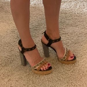 Lanvin leather and cork heels. Size 40